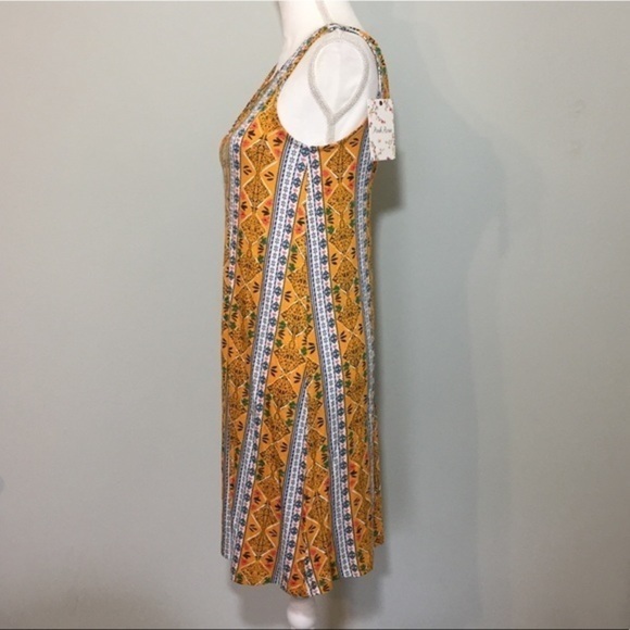 NWT Floral Vertical Geo Stripe Swing Loose Dress - Picture 2 of 8